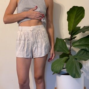 Zara tan satin trouser shorts
